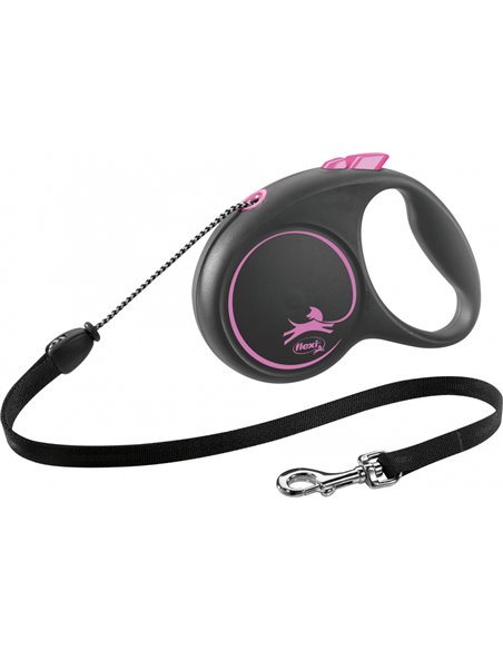 Lesa Flexi Black Design, Snur, M: 5 m/20 kg, Roz, 12266