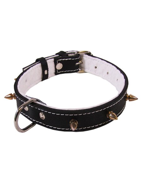 Zgarda Piele cu Colti Tip 25 mm/58 cm, Negru