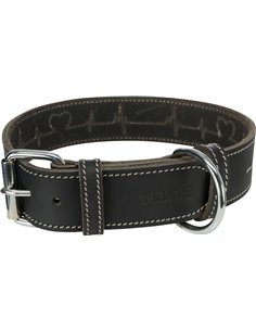 Zgarda Piele Rustic Heartbeat, L-XL: 55-56 cm/40 mm, Negru, 18987