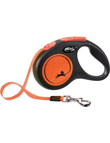 Lesa Flexi Neon, Banda, S: 5 m/15 kg, Portocaliu Neon, 209317