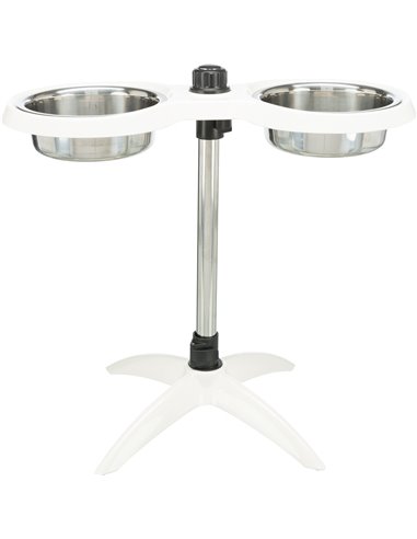 Stativ Reglabil Cu 2 Castroane Inox, 2x1.6 l/21cm, Alb, 25006