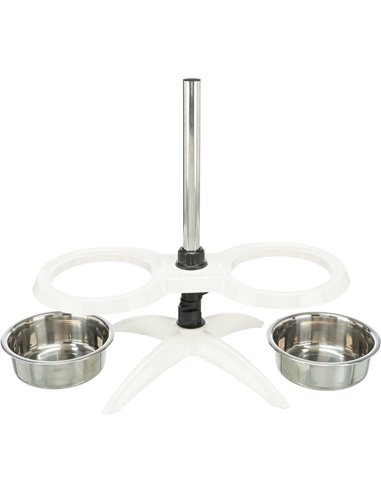 Stativ Reglabil Cu 2 Castroane Inox, 2x1.6 l/21cm, Alb, 25006