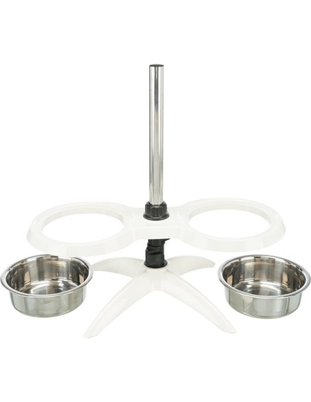 Stativ Reglabil Cu 2 Castroane Inox, 2x1.6 l/21cm, Alb, 25006