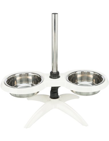 Stativ Reglabil Cu 2 Castroane Inox, 2x1.6 l/21cm, Alb, 25006