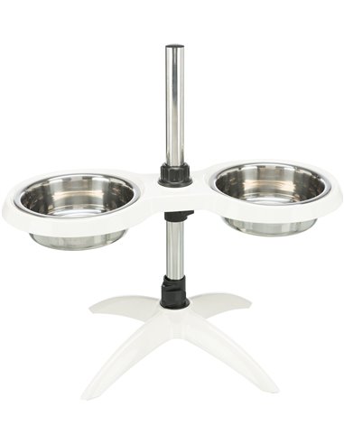 Stativ Reglabil Cu 2 Castroane Inox, 2x1.6 l/21cm, Alb, 25006