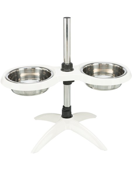 Stativ Reglabil Cu 2 Castroane Inox, 2x1.6 l/21cm, Alb, 25006