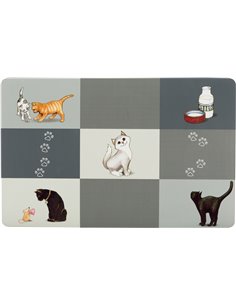 Servet Patchwork Cat Pentru Castron, Pisici, Plastic 44 x 28cm, Gri, 24579