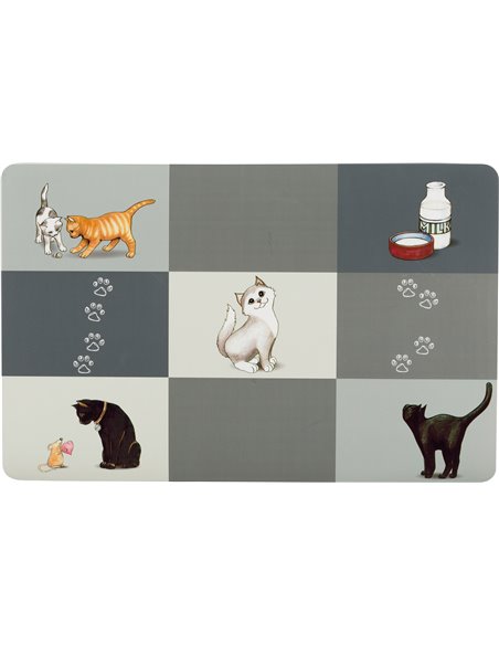 Servet Patchwork Cat Pentru Castron, Pisici, Plastic 44 x 28cm, Gri, 24579