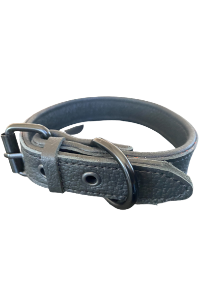 Zgarda Monserra Piele Naturala, Negru Mat, 25 mm x 50 cm