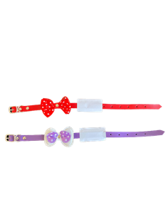 Zgarda Piele Naturala cu Fundita Dubla, 10 mm x 31 cm