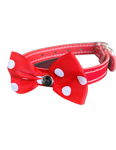 Zgarda Piele Naturala cu Fundita, Diverse Culori, 15 mm x 37 cm