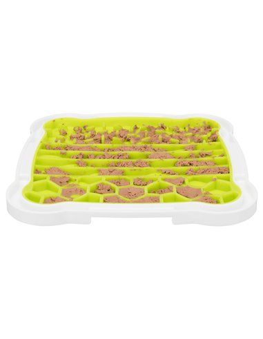 Farfurie Pentru Hranire Lenta, Lickâ€™n'Snack, 20x20 cm, Lime/Alb, 34952
