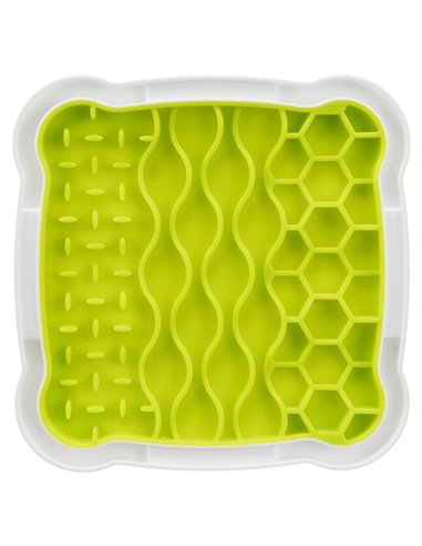 Farfurie Pentru Hranire Lenta, Lickâ€™n'Snack, 20x20 cm, Lime/Alb, 34952