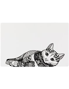 Servet Cat Pentru Castron, Pisici, Plastic, 44 x 28 cm, Alb/Negru, 24788