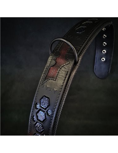 Zgarda Batman, Piele Naturala, M/L, pentru Labrador, Doberman, Bulldog etc