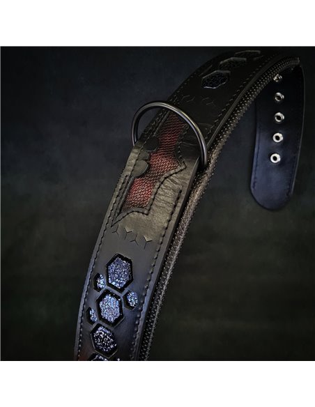 Zgarda Batman, Piele Naturala, M/L, pentru Labrador, Doberman, Bulldog etc