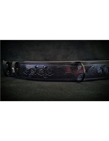 Zgarda Batman, Piele Naturala, M/L, pentru Labrador, Doberman, Bulldog etc