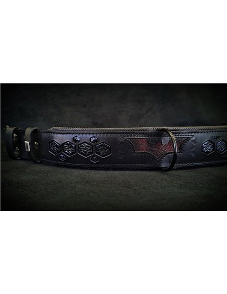 Zgarda Batman, Piele Naturala, M/L, pentru Labrador, Doberman, Bulldog etc