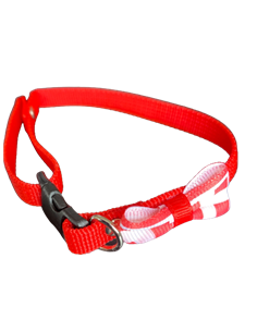 Zgarda Chinga Reglabila, 10 mm x 37 cm, cu Fundita, cu Carouri, Rosu