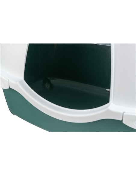 Litiera Berto Davio Top, Cu Capac Si Filtru De Carbon, 56 x 39 x 39 cm, Verde/Alb, 40570