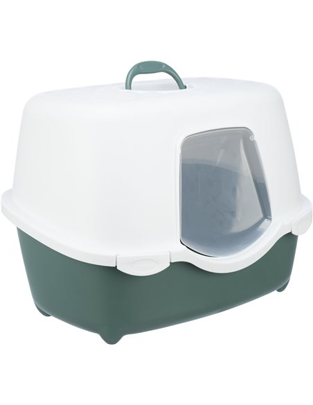 Litiera Berto Davio Top, Cu Capac Si Filtru De Carbon, 56 x 39 x 39 cm, Verde/Alb, 40570