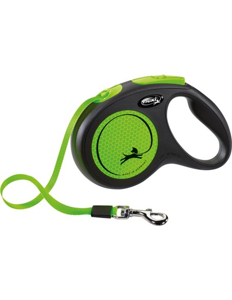 Lesa Flexi Neon, Banda, S: 5 m/15 kg, Verde Neon, 209314