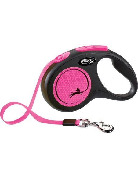 Lesa Flexi Neon, Banda, S: 5 m/15 kg, Roz Neon, 209316