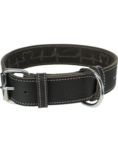 Zgarda Piele Rustic Heartbeat, S-M: 34-40 cm / 30 mm, Negru, 18984