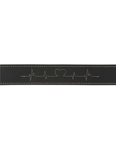 Zgarda Piele Rustic Heartbeat, S-M: 34-40 cm / 30 mm, Negru, 18984
