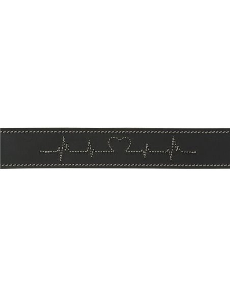 Zgarda Piele Rustic Heartbeat, S-M: 34-40 cm / 30 mm, Negru, 18984