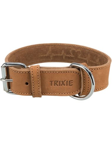 Zgarda Piele Rustic Heartbeat, S-M: 34-40 cm / 30 mm, Maro, 19014