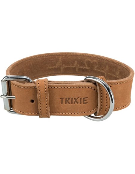 Zgarda Piele Rustic Heartbeat, S-M: 34-40 cm / 30 mm, Maro, 19014