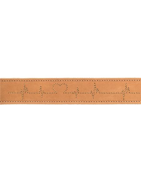 Zgarda Piele Rustic Heartbeat, S-M: 34-40 cm / 30 mm, Maro, 19014