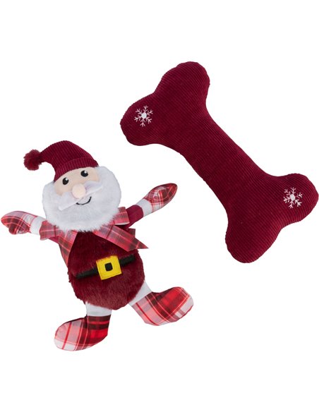 Set 2 X Jucarii Pentru Caini, Xmas Os Si Mos Craciun, Plus, 30 cm, 92595
