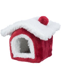 Culcus-Casuta Pentru Rozatoare, Xmas, 15 x 12 x 15 cm, Rosu/Alb, 92651