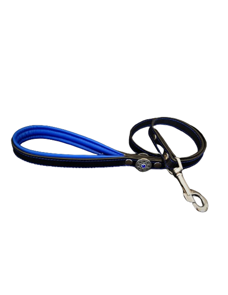 Lesa Bijou, Piele Naturala, 110 cm/2 cm, Negru/Albastru