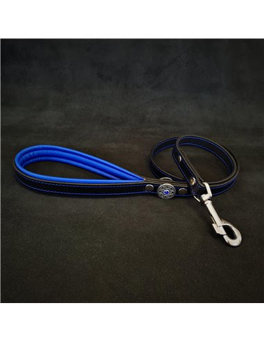 Lesa Bijou, Piele Naturala, 110 cm/2 cm, Negru/Albastru