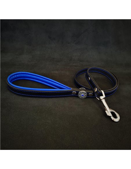 Lesa Bijou, Piele Naturala, 110 cm/2 cm, Negru/Albastru