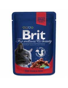 Brit Premium Cat cu Carne de Vita si Mazare Plic 24X100 g