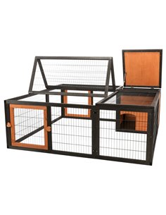 Tarc Exterior Cu Capac Pentru Rozatoare, 150x53x150 cm, Negru/Maro, 62286