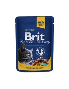 Brit Premium Cat cu Pui si Curcan Plic 24X100 g