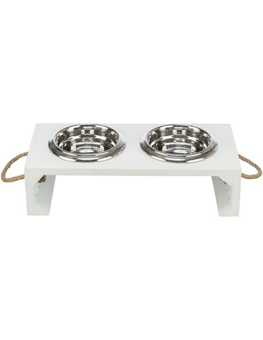 Set 2 Castroane Inox Cu Suport Lemn MDF, Be Nordic, 2x0.9 l/17 cm/44x21x14 cm, Alb, 24836