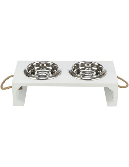 Set 2 Castroane Inox Cu Suport Lemn MDF, Be Nordic, 2x0.9 l/17 cm/44x21x14 cm, Alb, 24836