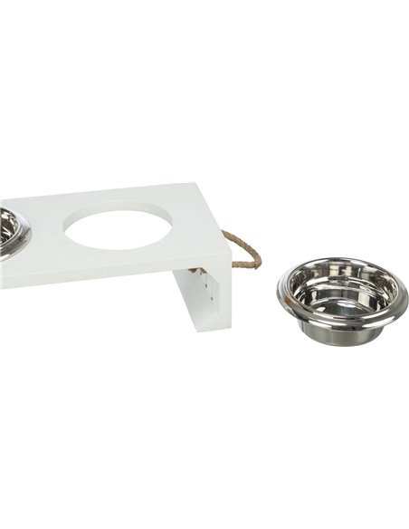 Set 2 Castroane Inox Cu Suport Lemn MDF, Be Nordic, 2x0.9 l/17 cm/44x21x14 cm, Alb, 24836