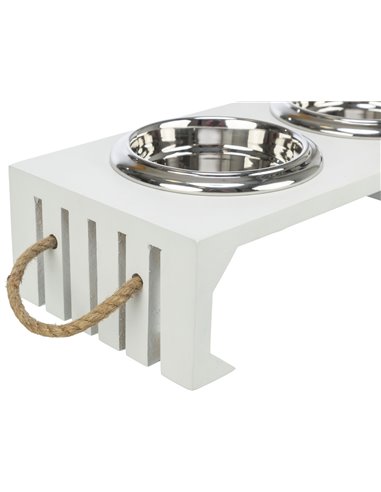 Set 2 Castroane Inox Cu Suport Lemn MDF, Be Nordic, 2x0.9 l/17 cm/44x21x14 cm, Alb, 24836