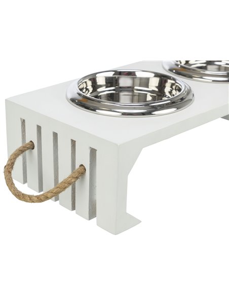 Set 2 Castroane Inox Cu Suport Lemn MDF, Be Nordic, 2x0.9 l/17 cm/44x21x14 cm, Alb, 24836