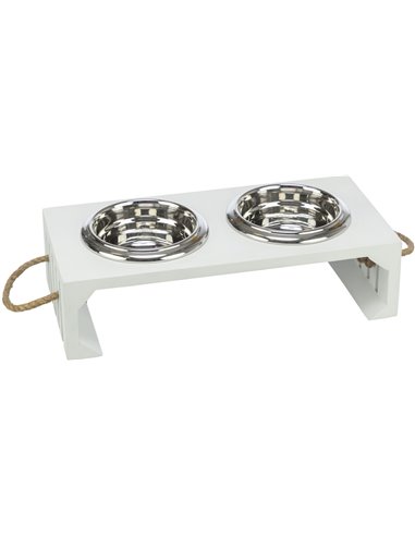 Set 2 Castroane Inox Cu Suport Lemn MDF, Be Nordic, 2x0.9 l/17 cm/44x21x14 cm, Alb, 24836