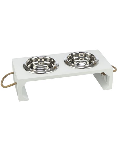 Set 2 Castroane Inox Cu Suport Lemn MDF, Be Nordic, 2x0.9 l/17 cm/44x21x14 cm, Alb, 24836