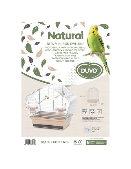 Colivie Natural Beta Mini, 36.5x20x34cm, Bej/Zinc, L11668