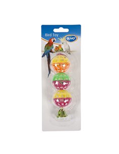 Jucarie Pentru Pasari, Mingi Cu Clopotel, Plastic, 15 cm, L10037 2